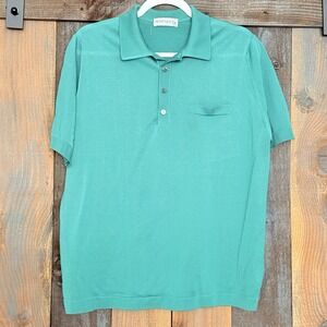 Vintage Montagut Knit Polo Shirt Teal Mens Size 5 Short Sleeve